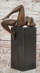 ART DECO BRONZE FIGURINE SCULPTURE STATUE EROTIC LADY NAKED FIGURE SIGNED NICK