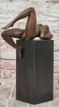ART DECO BRONZE FIGURINE SCULPTURE STATUE EROTIC LADY NAKED FIGURE SIGNED NICK