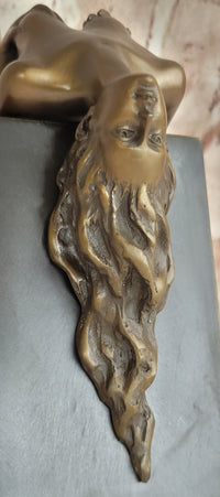 ART DECO BRONZE FIGURINE SCULPTURE STATUE EROTIC LADY NAKED FIGURE SIGNED NICK
