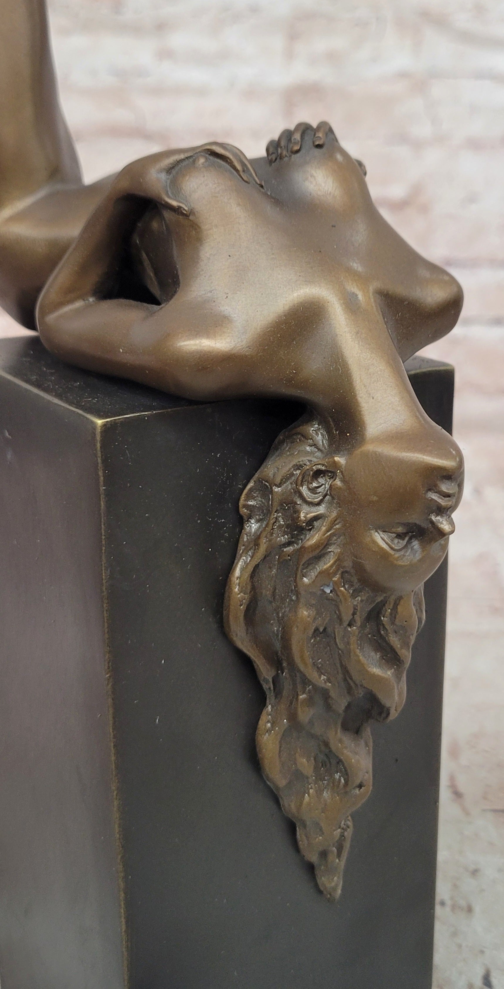 ART DECO BRONZE FIGURINE SCULPTURE STATUE EROTIC LADY NAKED FIGURE SIGNED NICK