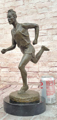Signed Original Milo Male Running Man Sport Trophy Genuine Bronze Sculpture Statue