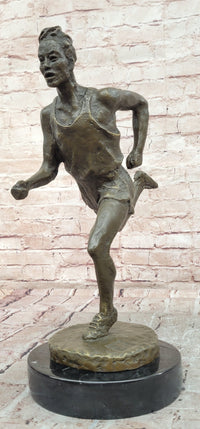 Signed Original Milo Male Running Man Sport Trophy Genuine Bronze Sculpture Statue