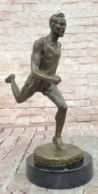 Signed Original Milo Male Running Man Sport Trophy Genuine Bronze Sculpture Statue