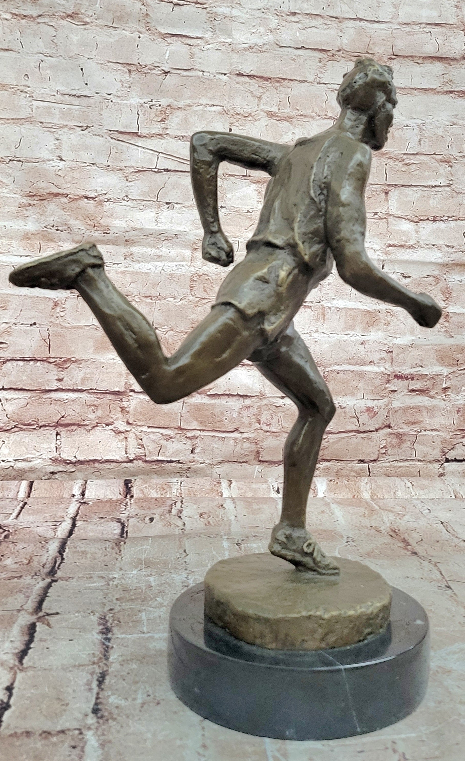 Signed Original Milo Male Running Man Sport Trophy Genuine Bronze Sculpture Statue