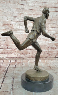 Signed Original Milo Male Running Man Sport Trophy Genuine Bronze Sculpture Statue