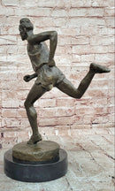 Signed Original Milo Male Running Man Sport Trophy Genuine Bronze Sculpture Statue