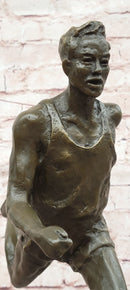 Signed Original Milo Male Running Man Sport Trophy Genuine Bronze Sculpture Statue