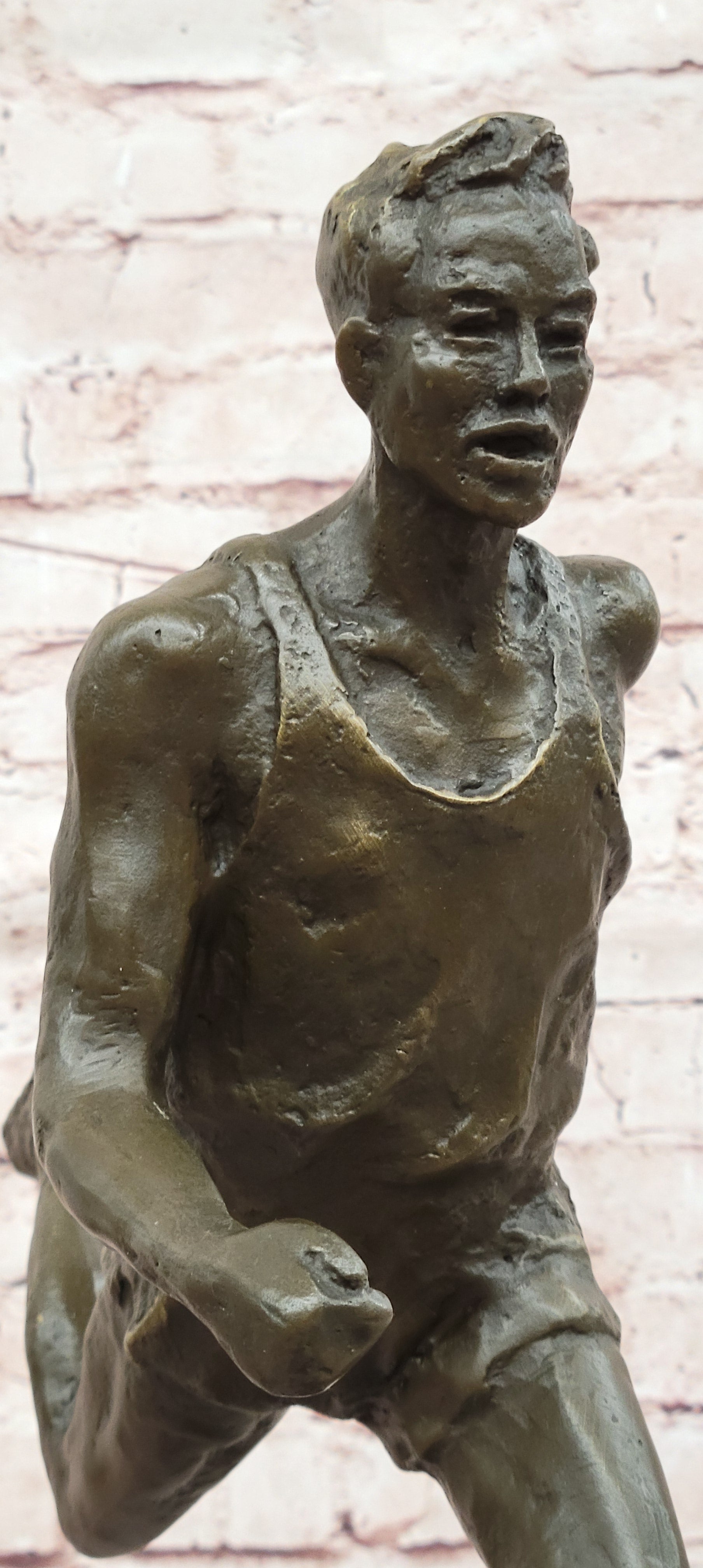 Signed Original Milo Male Running Man Sport Trophy Genuine Bronze Sculpture Statue