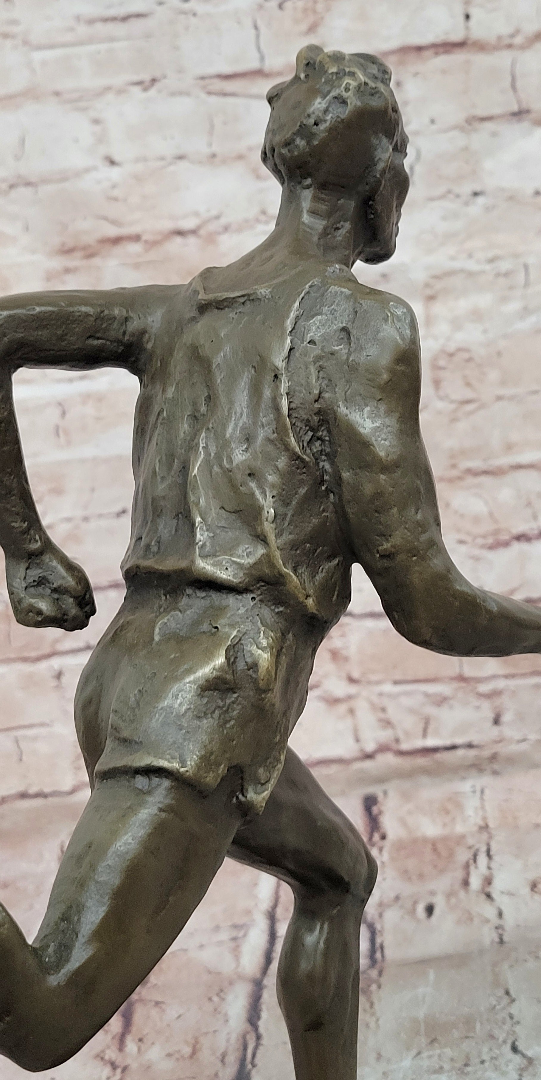 Signed Original Milo Male Running Man Sport Trophy Genuine Bronze Sculpture Statue
