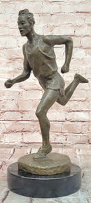 Signed Original Milo Male Running Man Sport Trophy Genuine Bronze Sculpture Statue
