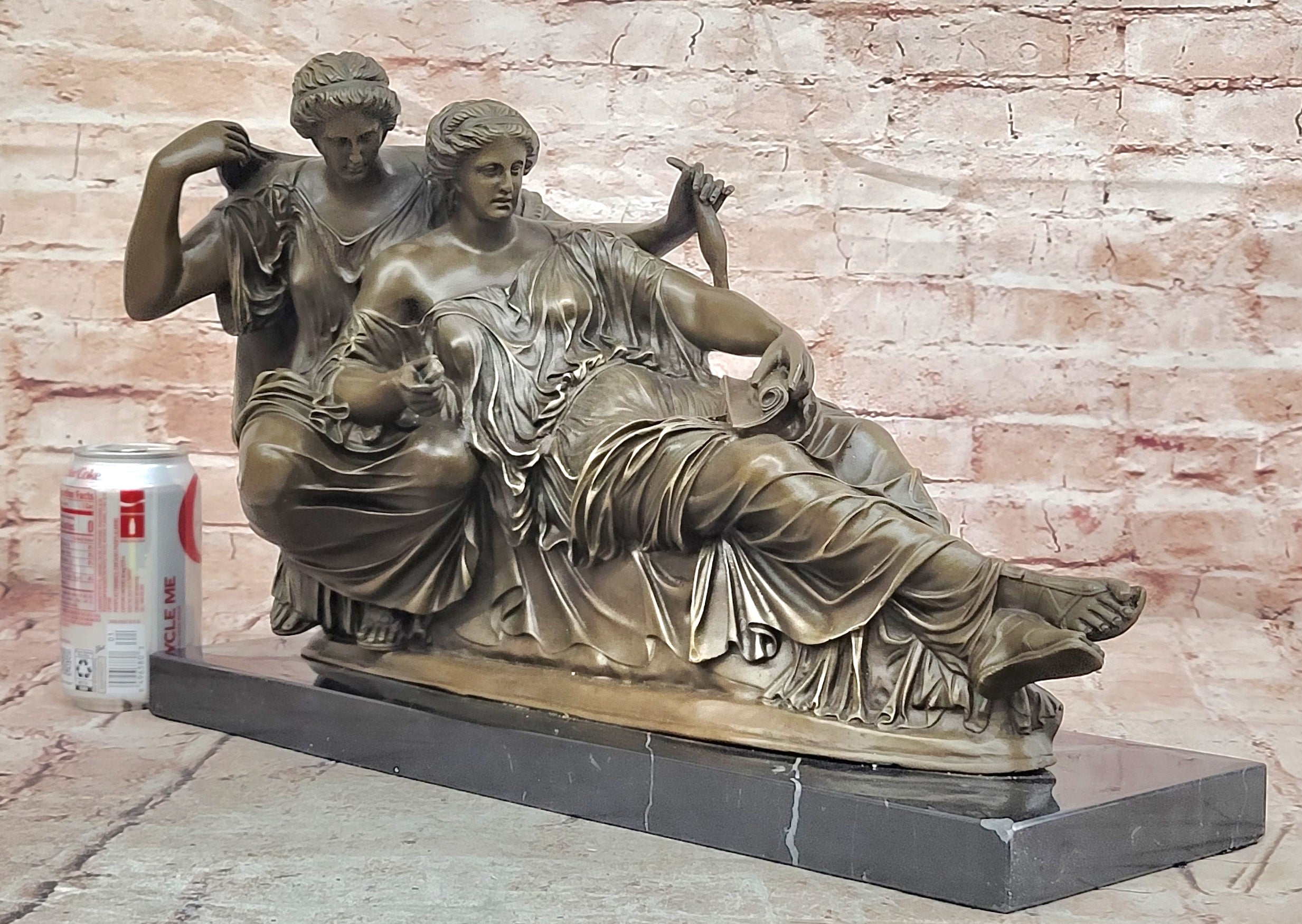 Large Bronze Sculpture Titled ''The Fates'' Modeled After Parthenon Figurine Statue