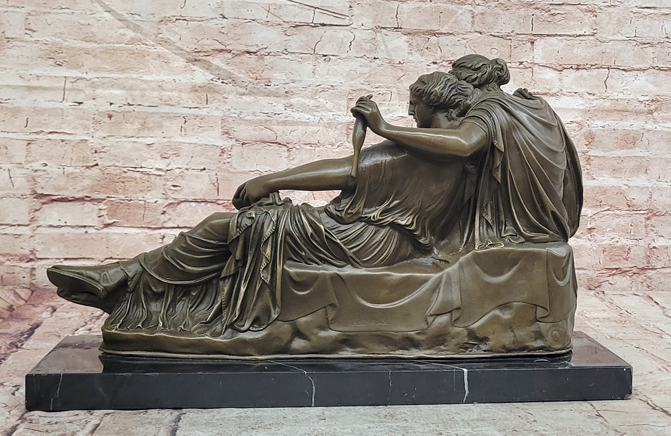 Large Bronze Sculpture Titled ''The Fates'' Modeled After Parthenon Figurine Statue