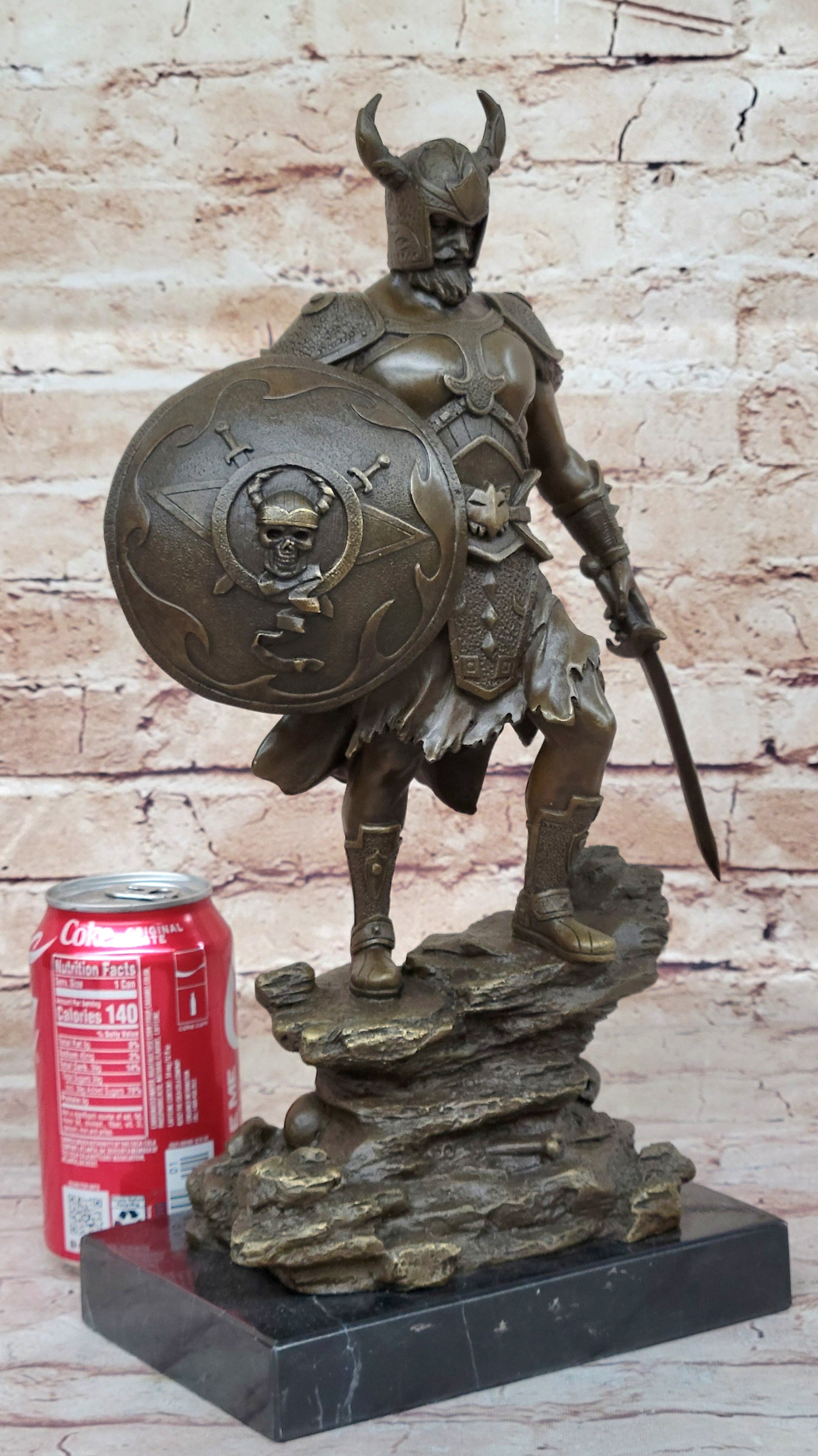 Fantasy Viking Warrior w/ Horned Helmet - Bronze Sculpture by Kamiko