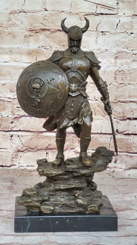 Fantasy Viking Warrior w/ Horned Helmet - Bronze Sculpture by Kamiko