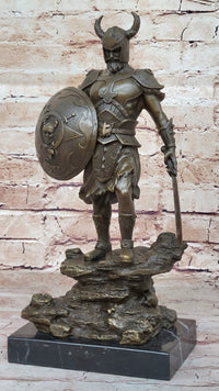 Fantasy Viking Warrior w/ Horned Helmet - Bronze Sculpture by Kamiko
