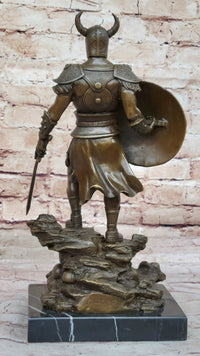 Fantasy Viking Warrior w/ Horned Helmet - Bronze Sculpture by Kamiko