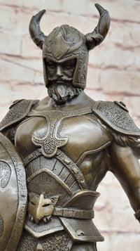 Fantasy Viking Warrior w/ Horned Helmet - Bronze Sculpture by Kamiko