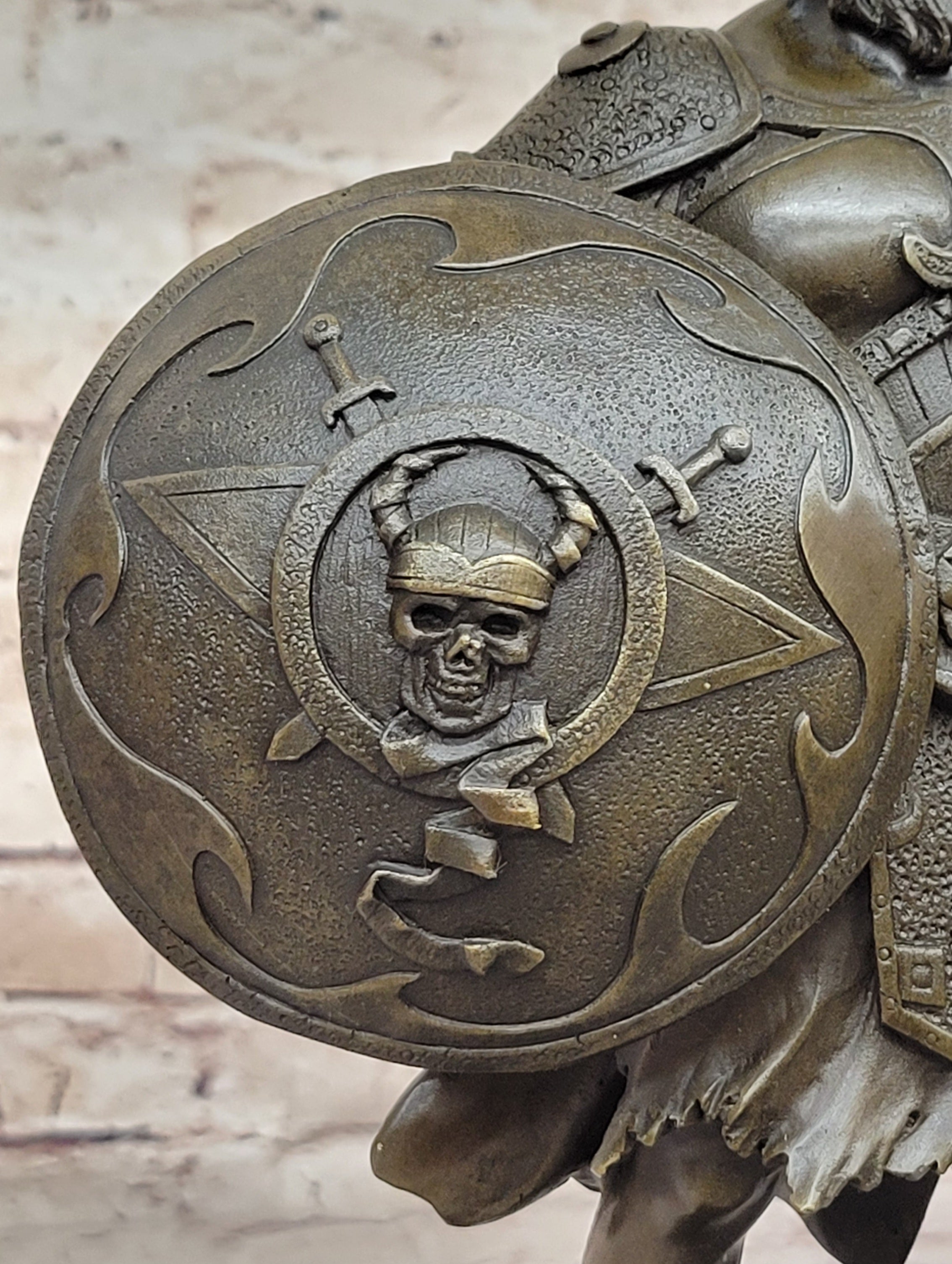 Fantasy Viking Warrior w/ Horned Helmet - Bronze Sculpture by Kamiko