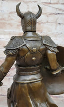 Fantasy Viking Warrior w/ Horned Helmet - Bronze Sculpture by Kamiko