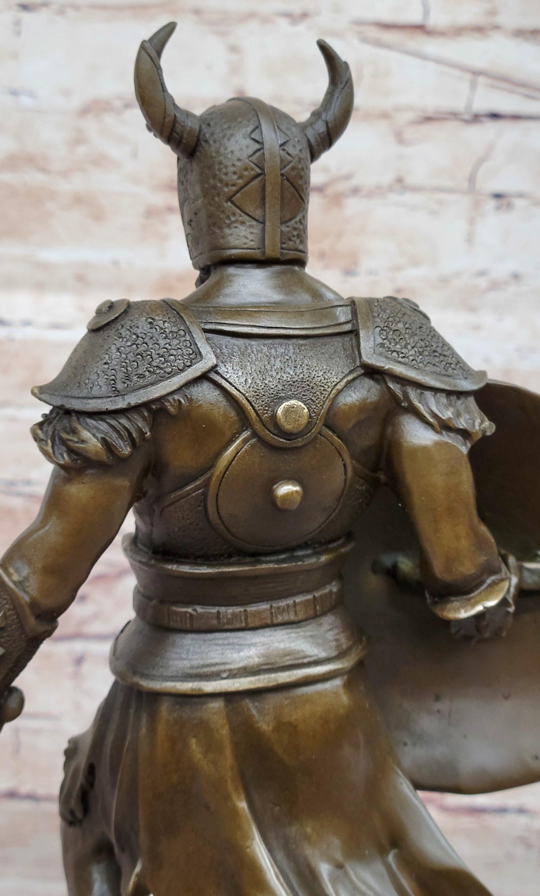 Fantasy Viking Warrior w/ Horned Helmet - Bronze Sculpture by Kamiko