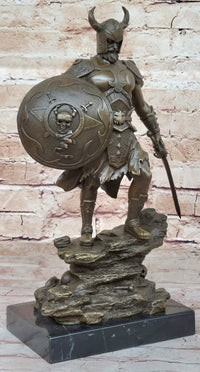 Fantasy Viking Warrior w/ Horned Helmet - Bronze Sculpture by Kamiko
