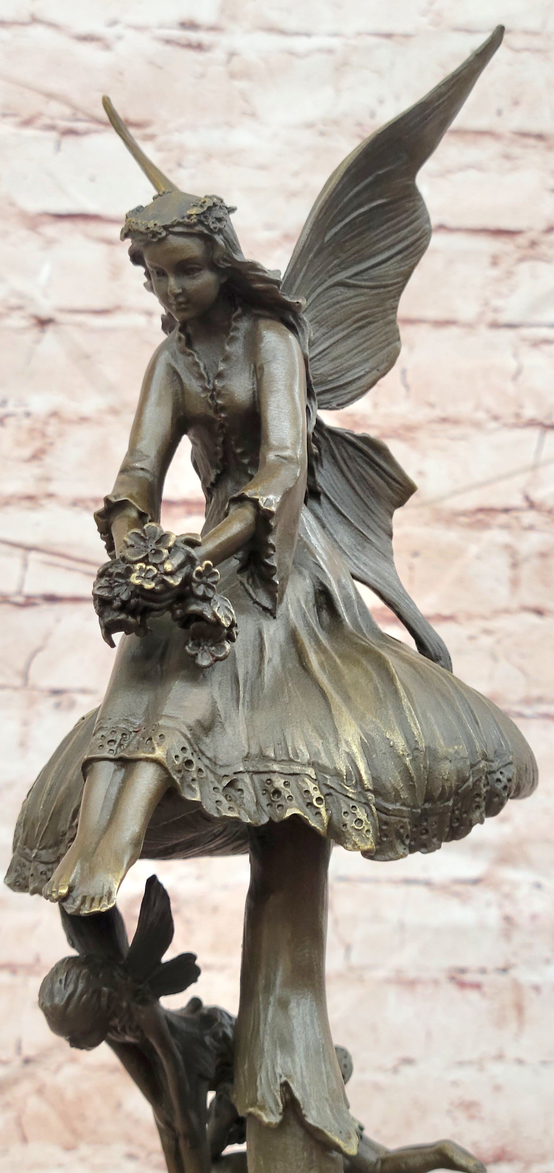 Signed Original Forest Elves on Mushrooms Art Nouveau Bronze Sculpture Statue