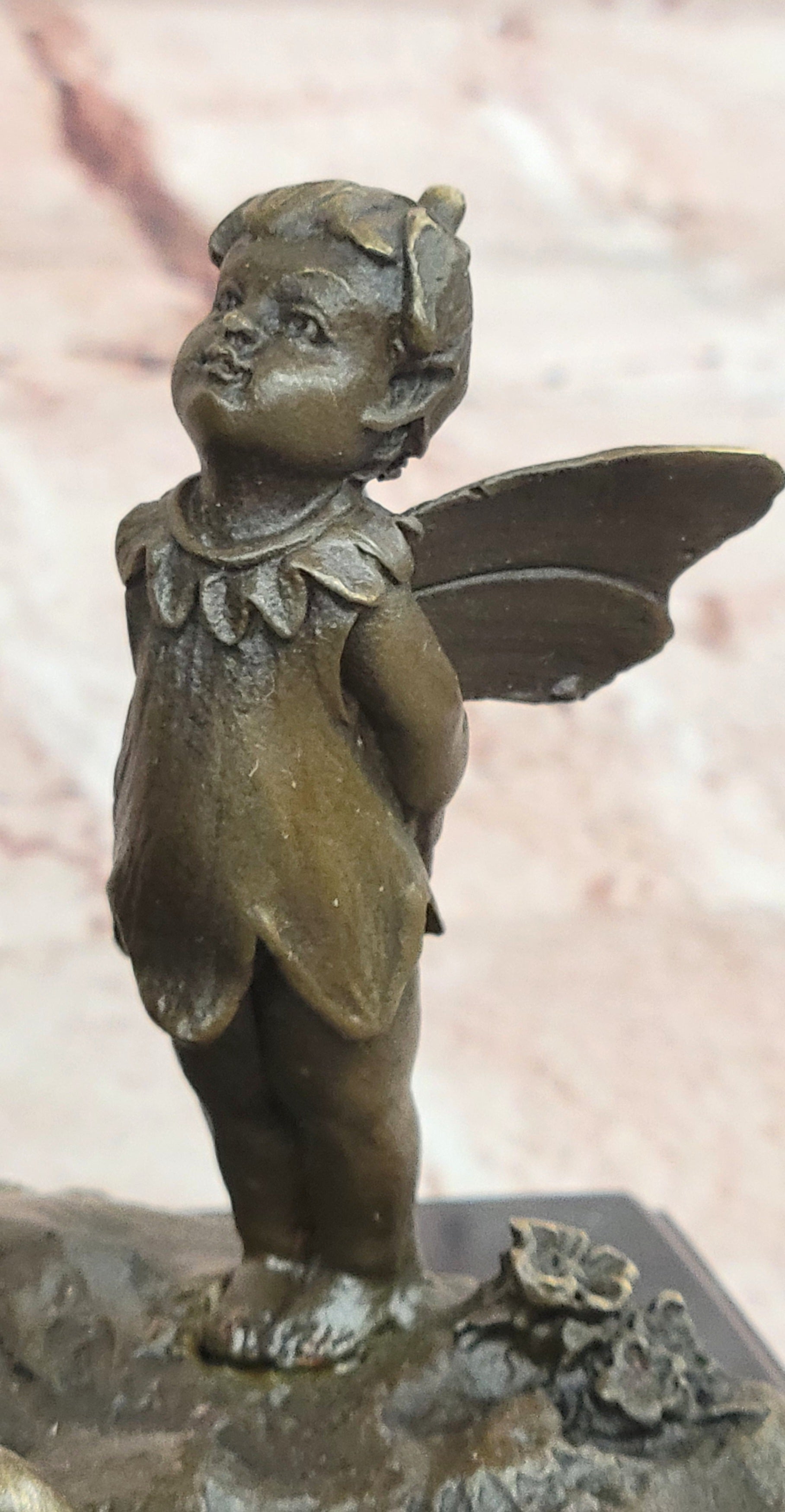 Signed Original Forest Elves on Mushrooms Art Nouveau Bronze Sculpture Statue