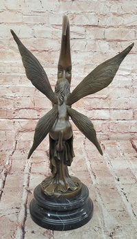 Bronze Fairy on Crescent Moon Sculpture by Mario Nick ''Celestial Dream'' Statue