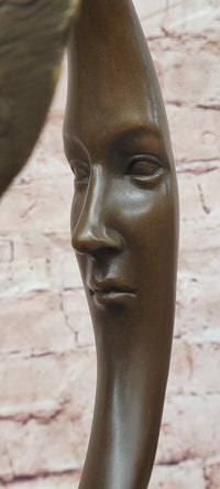 Bronze Fairy on Crescent Moon Sculpture by Mario Nick ''Celestial Dream'' Statue