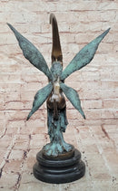 Signed Original Mario Nick Bronze Fairy on Crescent Moon Sculpture Statue