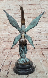 Signed Original Mario Nick Bronze Fairy on Crescent Moon Sculpture Statue