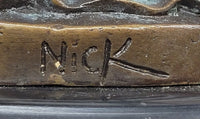 Signed Original Mario Nick Bronze Fairy on Crescent Moon Sculpture Statue