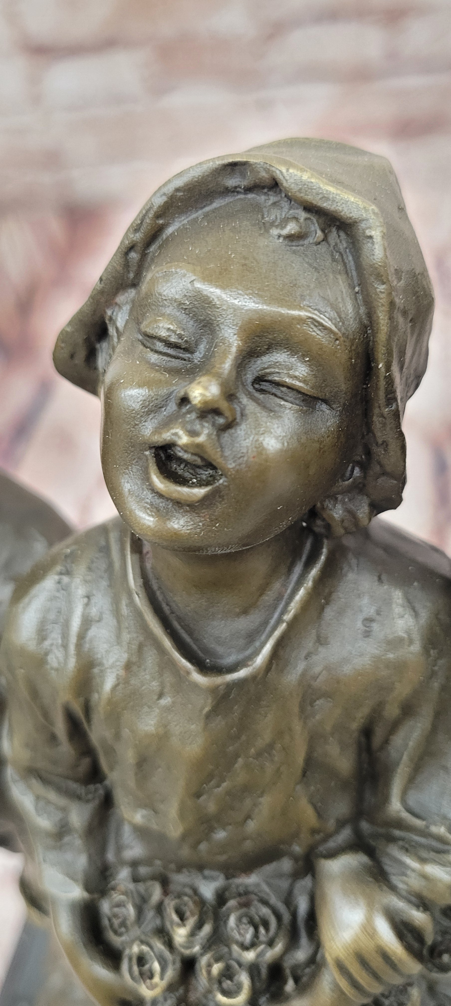 Signed Original Cesaro Rural Songs Three Children Playing Music Bronze Sculpture