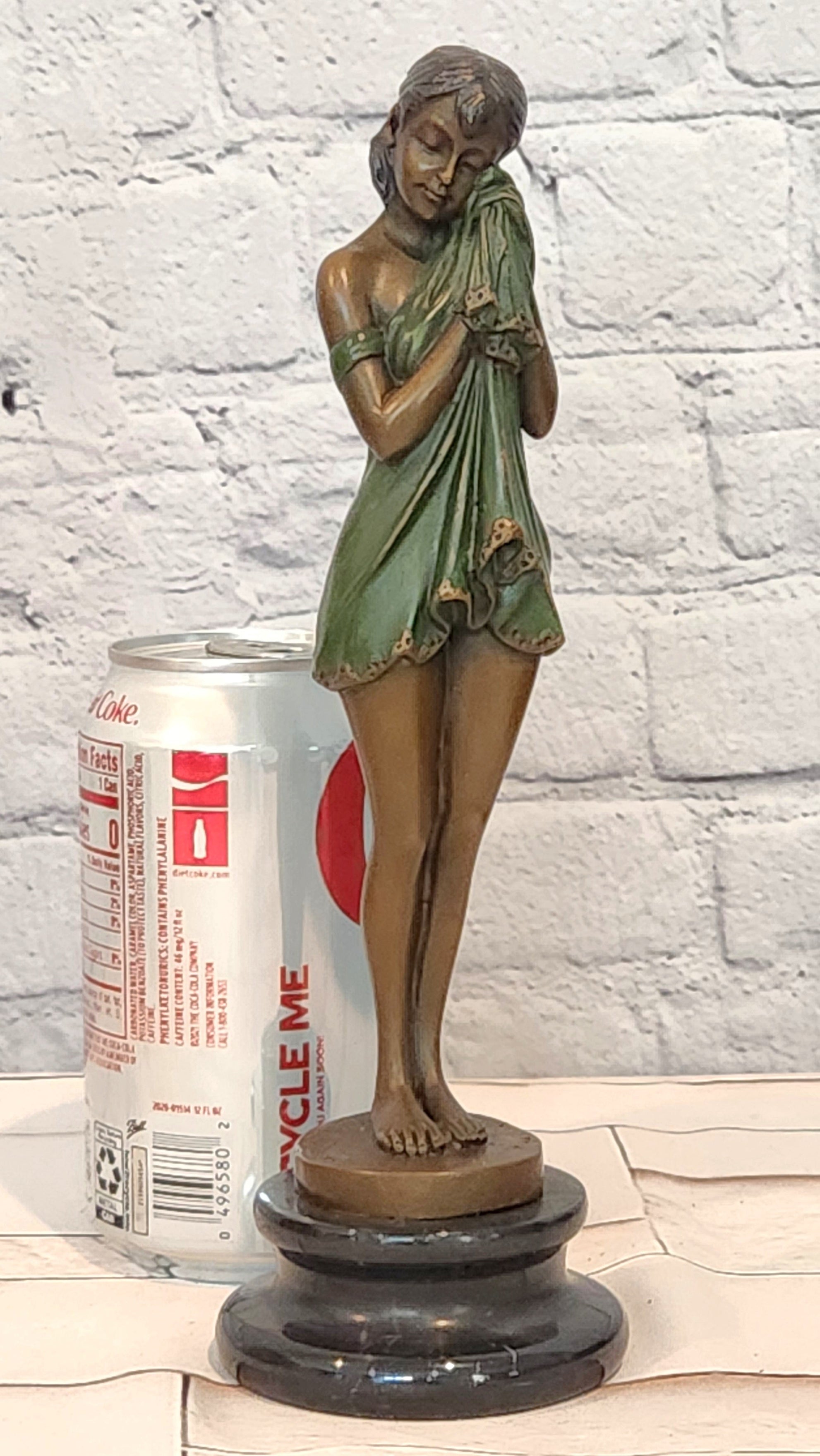 Sad Girl by Chiparus Genuine Bronze Sculpture with Special Patina Statue Artwork
