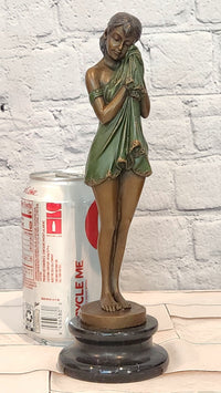 Sad Girl by Chiparus Genuine Bronze Sculpture with Special Patina Statue Artwork
