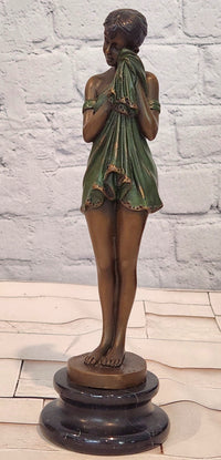 Sad Girl by Chiparus Genuine Bronze Sculpture with Special Patina Statue Artwork