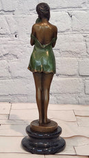 Sad Girl by Chiparus Genuine Bronze Sculpture with Special Patina Statue Artwork