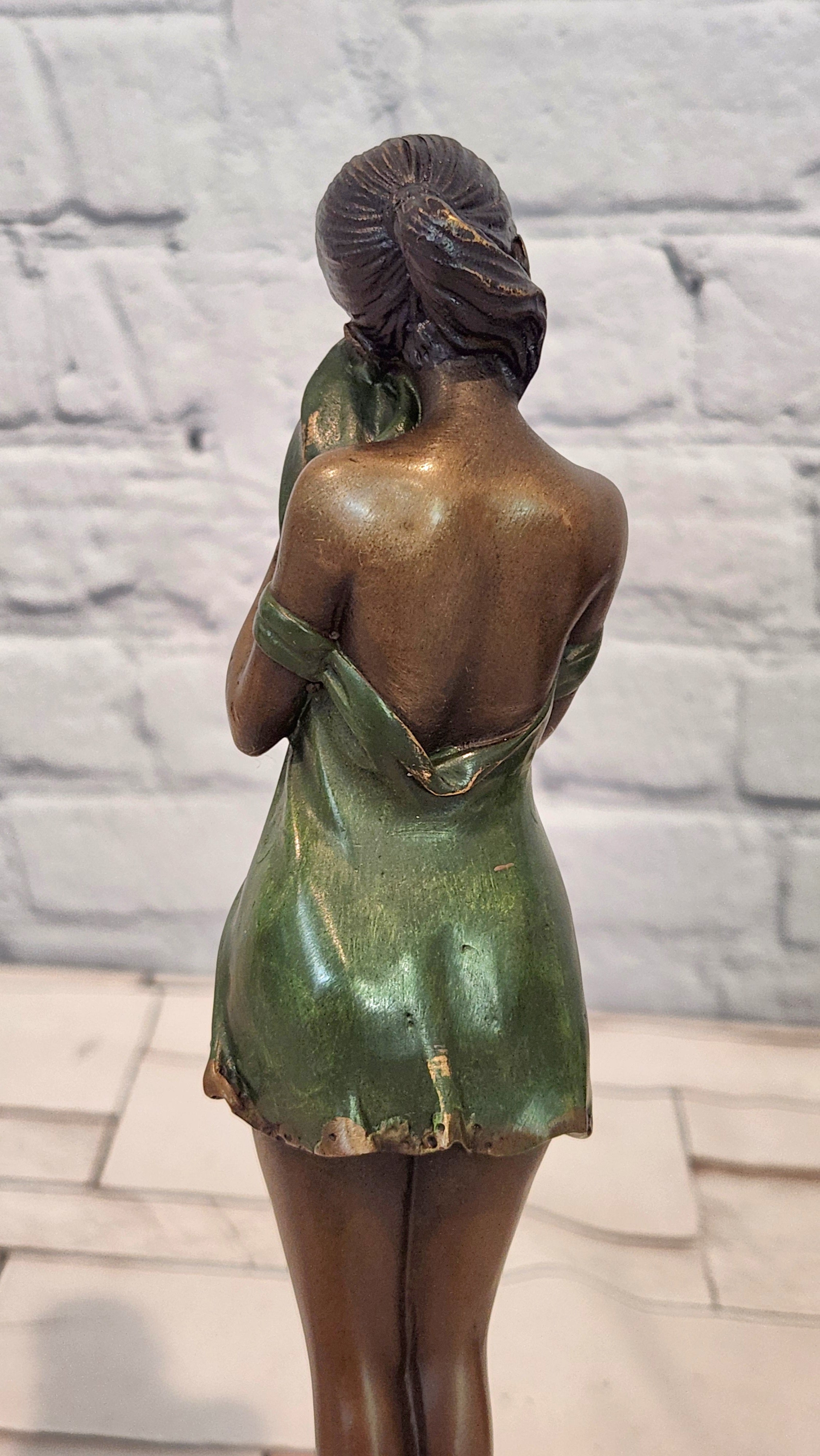 Sad Girl by Chiparus Genuine Bronze Sculpture with Special Patina Statue Artwork