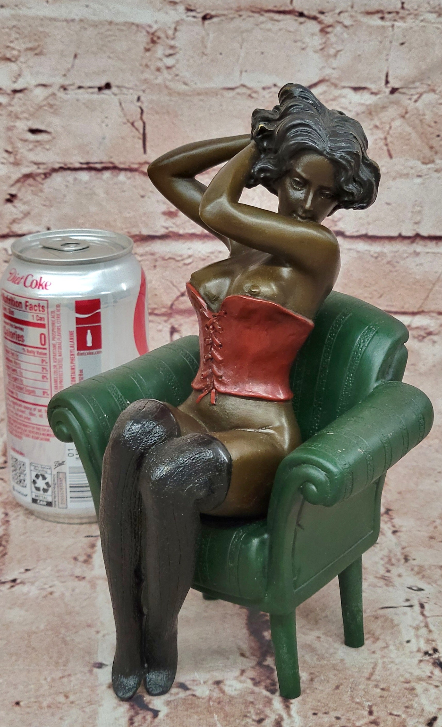 Bronze Figure Sculpture Sensual Woman on Chair Signed Original Artwork by Milo
