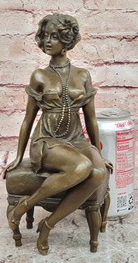 Art Deco Figurine Twenties Erotic Nude Woman Signed Milo Female Girl