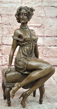 Art Deco Figurine Twenties Erotic Nude Woman Signed Milo Female Girl