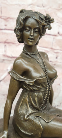 Art Deco Figurine Twenties Erotic Nude Woman Signed Milo Female Girl