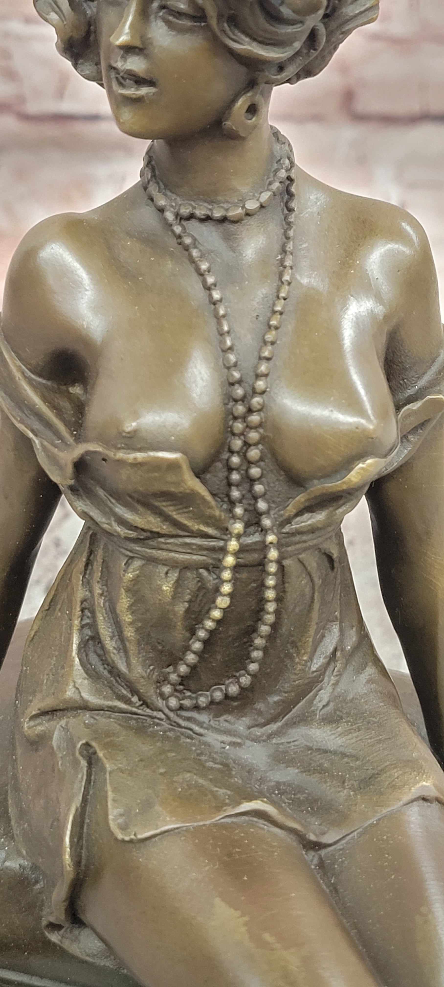 Art Deco Figurine Twenties Erotic Nude Woman Signed Milo Female Girl