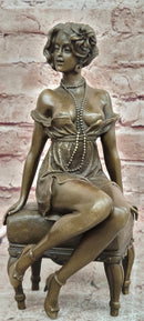 Art Deco Figurine Twenties Erotic Nude Woman Signed Milo Female Girl