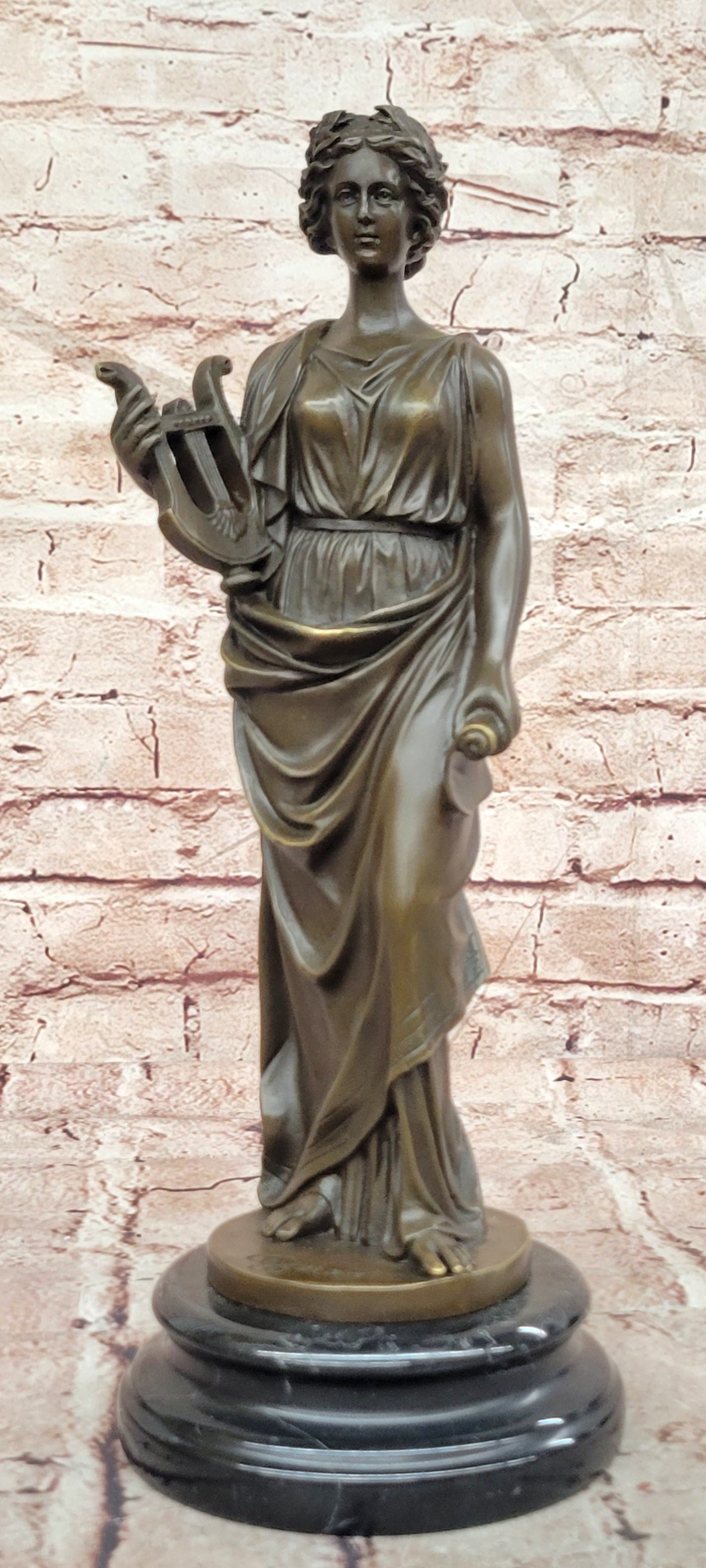 Muses Greek Goddess of Music and Art Genuine Bronze Sculpture by Cesaro
