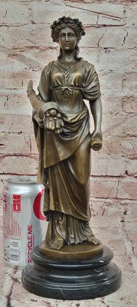 Bronze Goddess of Luck Fortuna with Cornucopia Signed Césaro Sculpture Statue