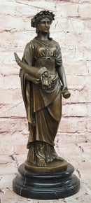 Bronze Goddess of Luck Fortuna with Cornucopia Signed Césaro Sculpture Statue