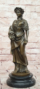 Bronze Goddess of Luck Fortuna with Cornucopia Signed Césaro Sculpture Statue
