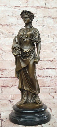 Bronze Goddess of Luck Fortuna with Cornucopia Signed Césaro Sculpture Statue