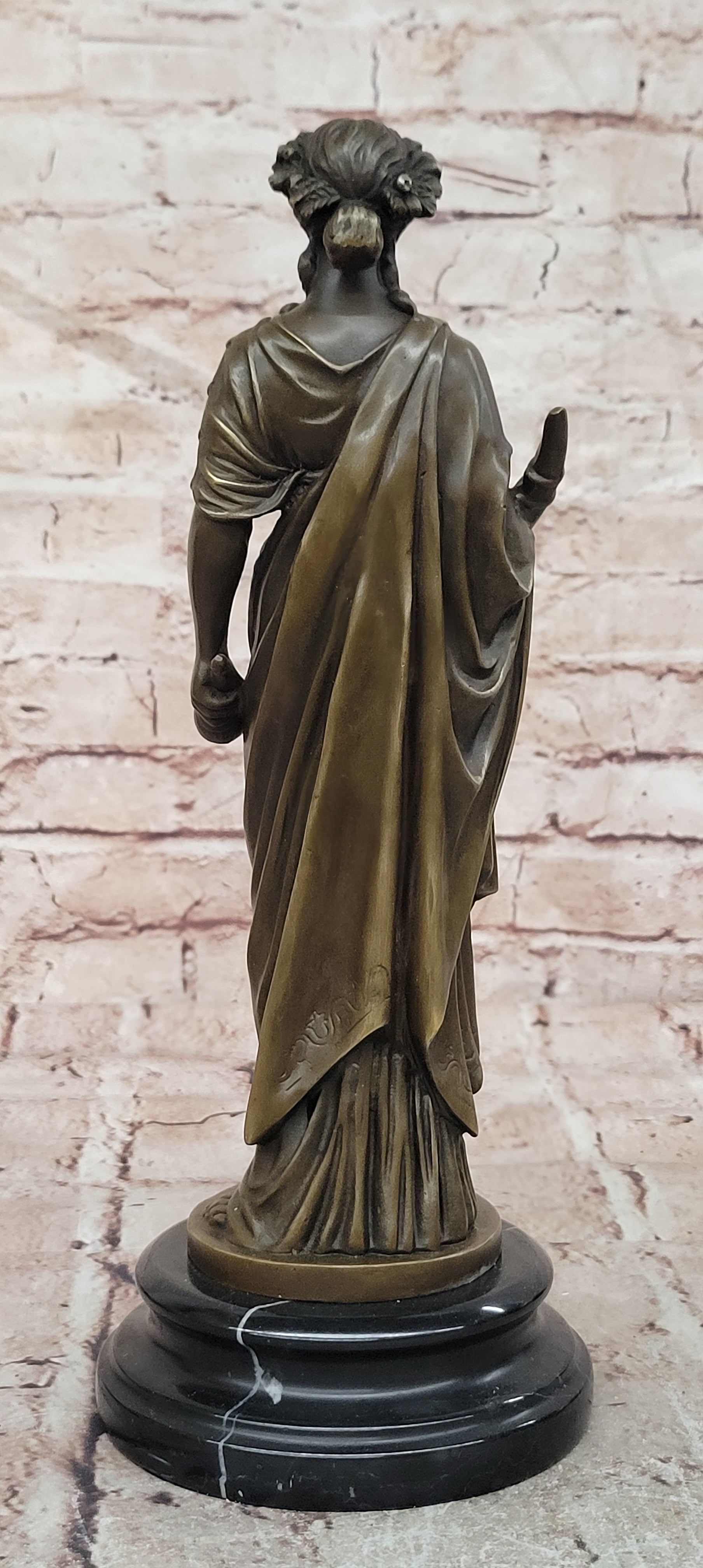 Bronze Goddess of Luck Fortuna with Cornucopia Signed Césaro Sculpture Statue